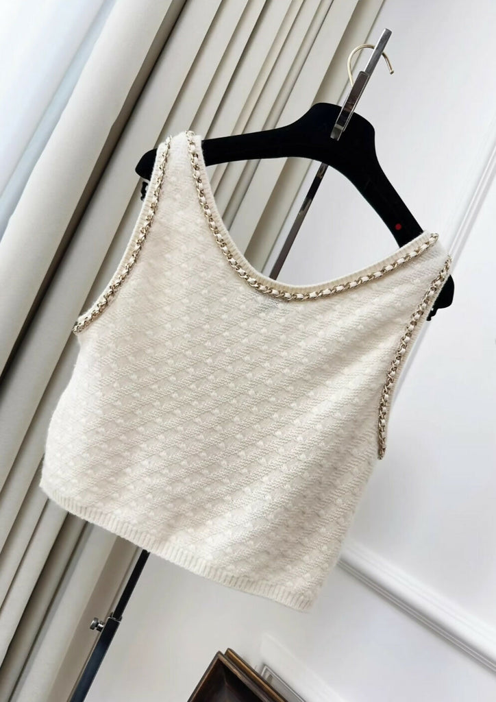 Chanel 23b ecru cashmere top