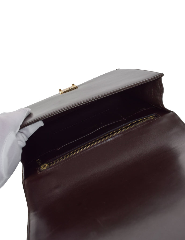 Roberta di Camerino Vintage 1970s Brown Leather and Velvet Trompe L'oeil Crest Bag