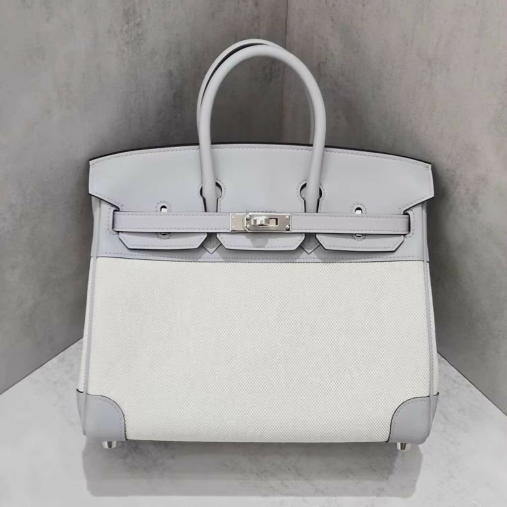 Hermès Birkin 25 Blue Glacier Toile H canvas Swift Palladium Hardware