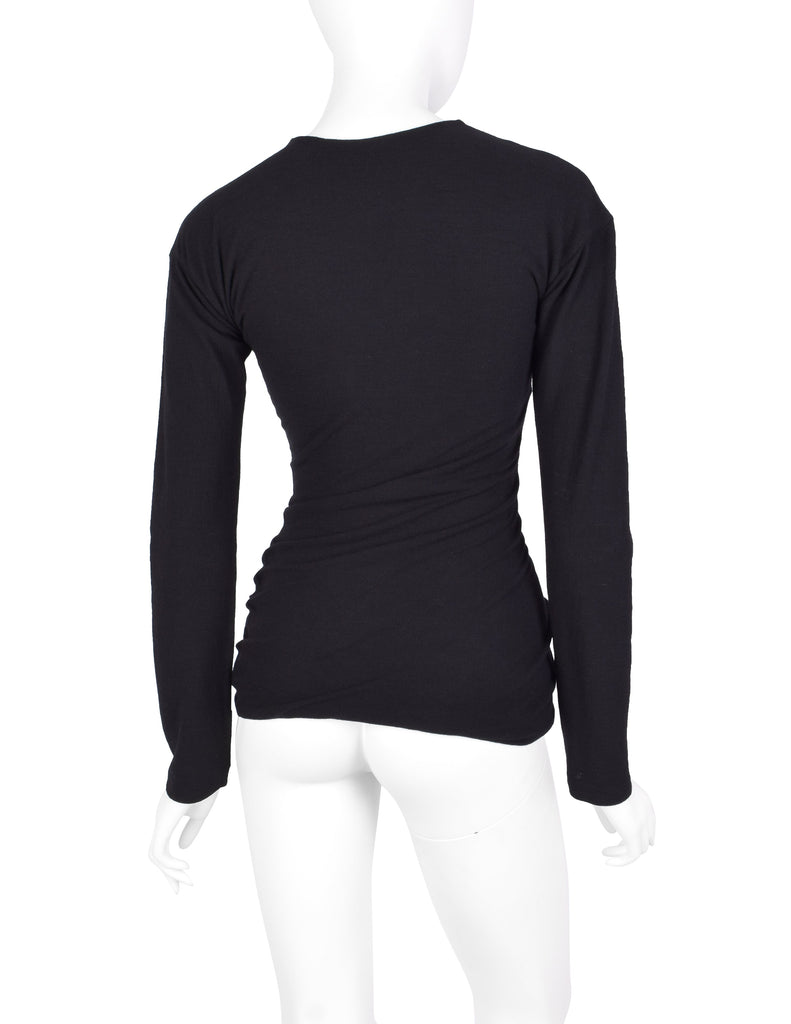 Romeo Gigli Vintage AW 1987 Black Stretch Twisted Bubble Hem Wool Top