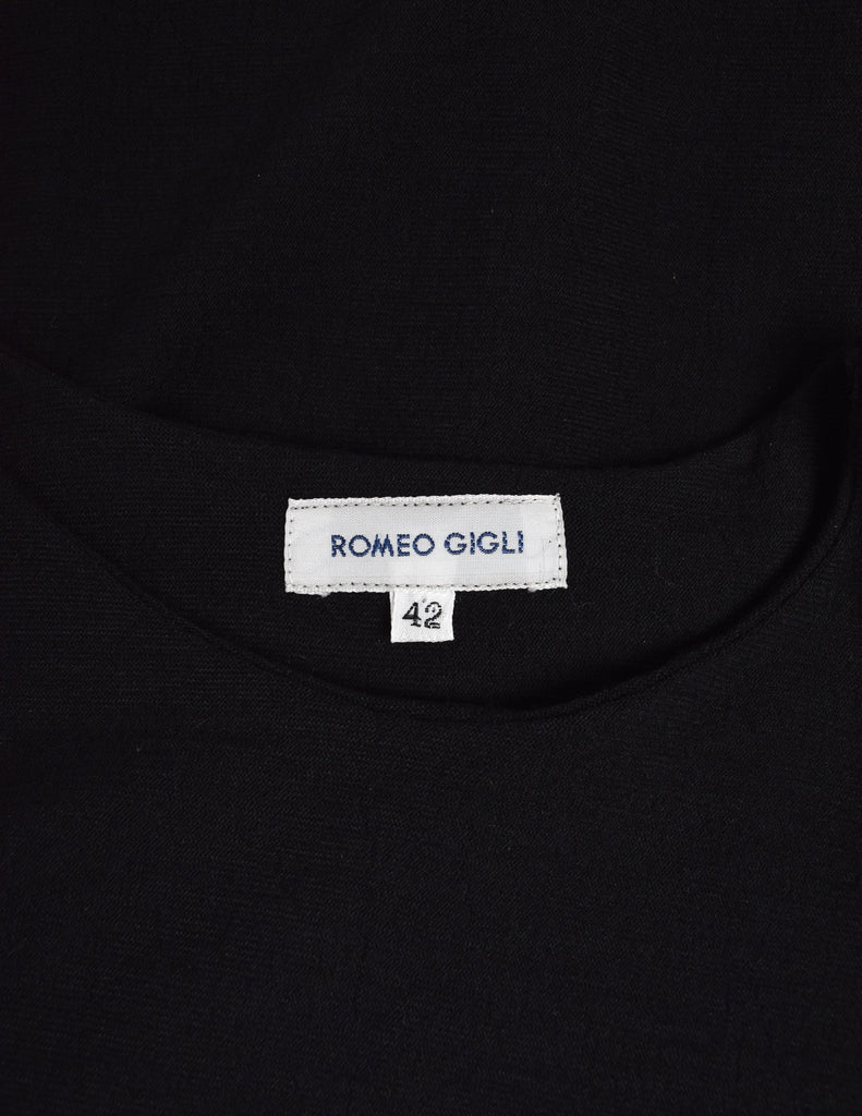 Romeo Gigli Vintage AW 1987 Black Stretch Twisted Bubble Hem Wool Top
