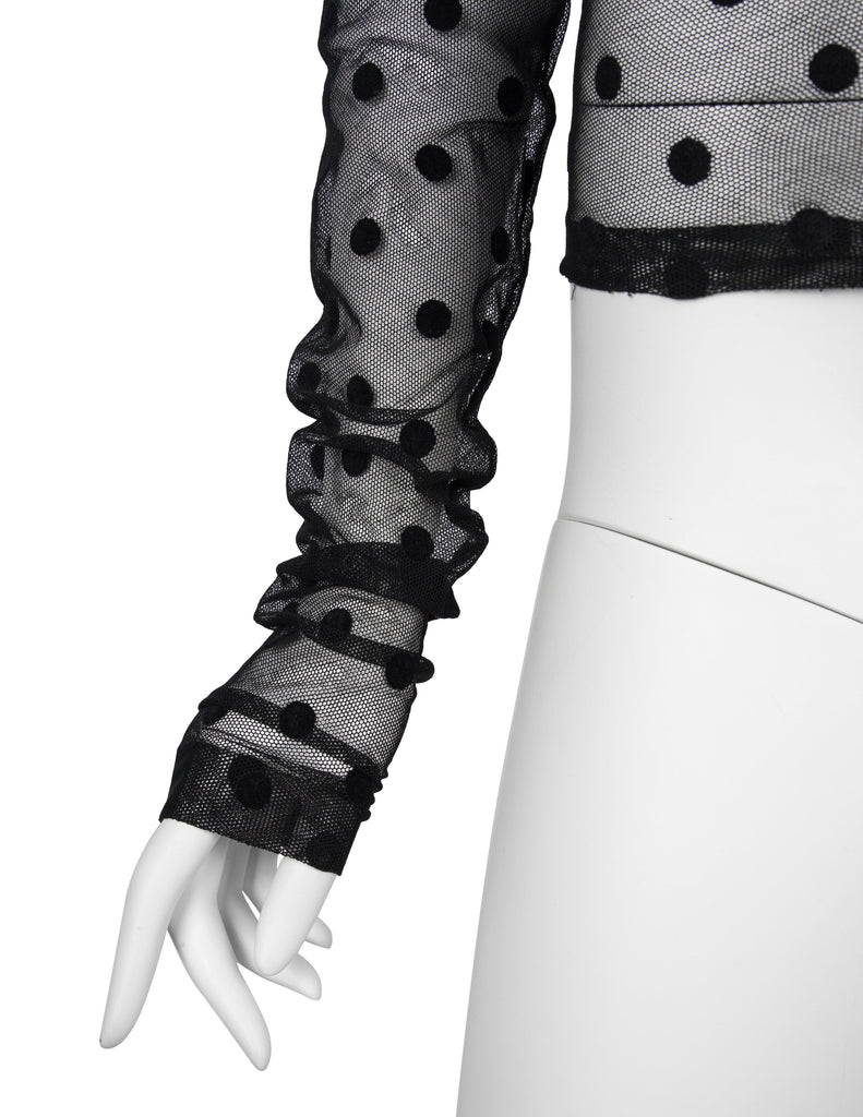 Romeo Gigli Vintage AW 1991 Sheer Black Stretch Mesh Polka Dot Top