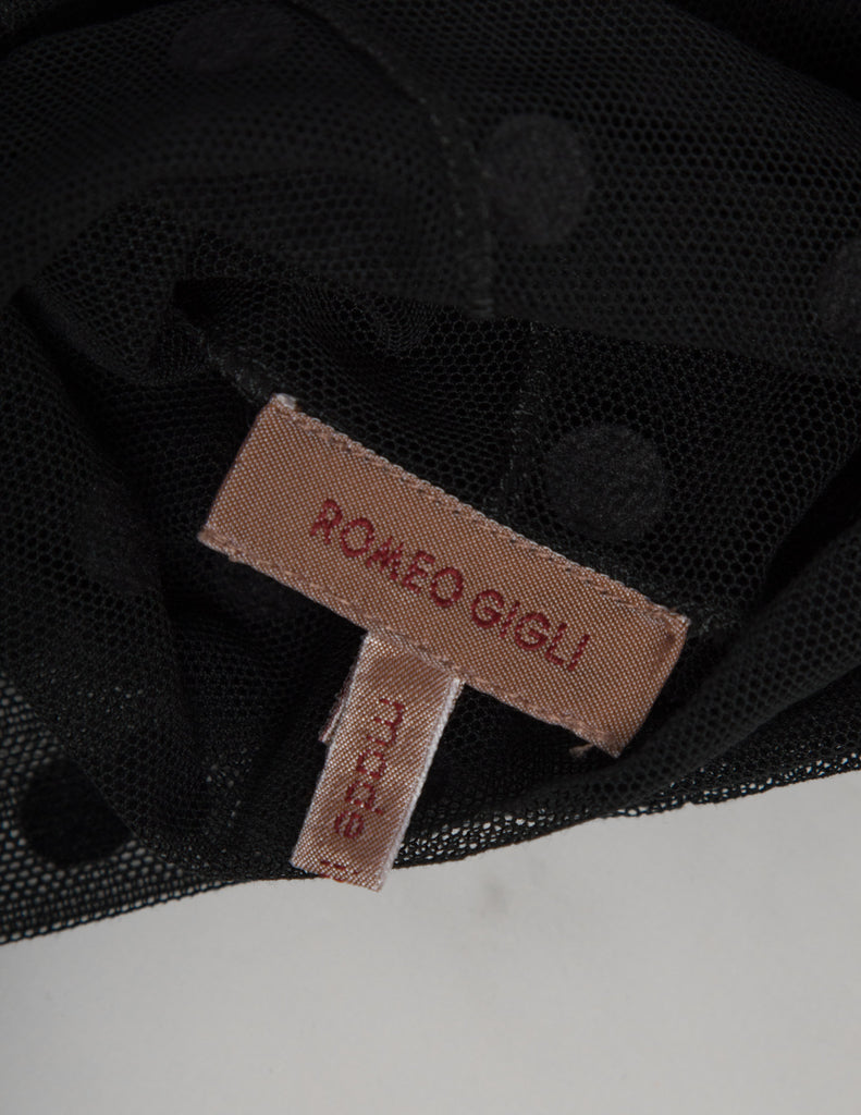 Romeo Gigli Vintage AW 1991 Sheer Black Stretch Mesh Polka Dot Top