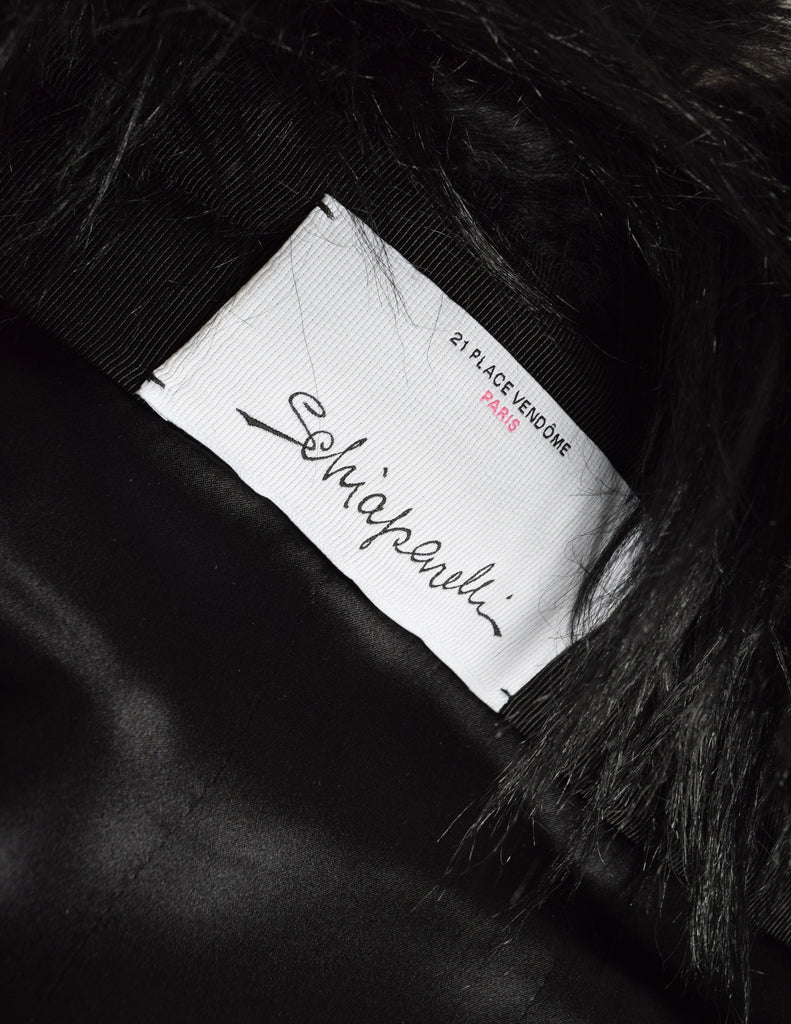 Schiaparelli by Daniel Roseberry AW 2023 Black Velvet and Goat Off The Shoulder Jacket