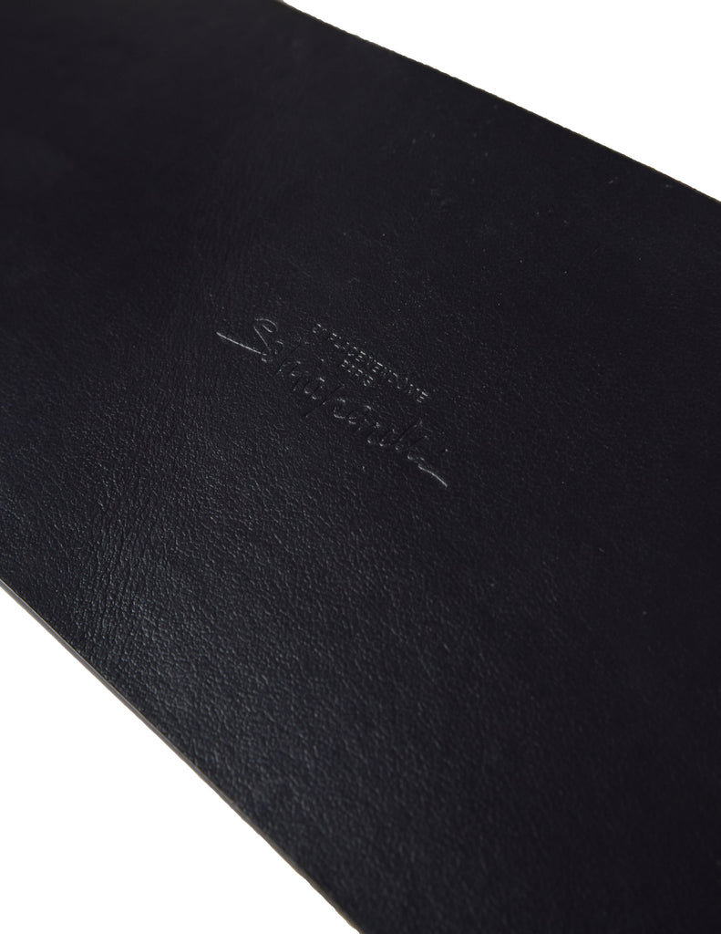 Schiaparelli SS 2022 Surrealist Golden Nipples Black Leather Wide Waist Belt