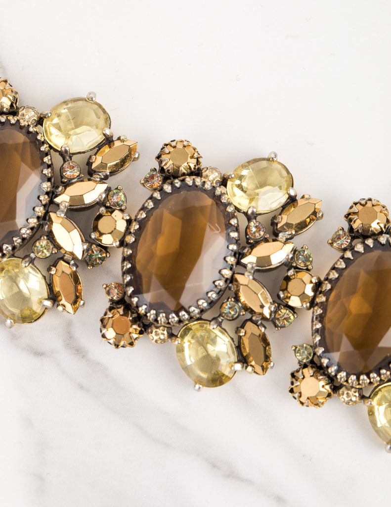 Schiaparelli Vintage 1950s Golden Brown and Yellow Rhinestone Bracelet