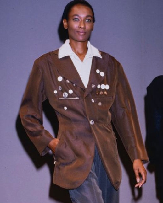 Yohji Yamamoto Vintage SS 1988 Button Embellished Brown Jacket