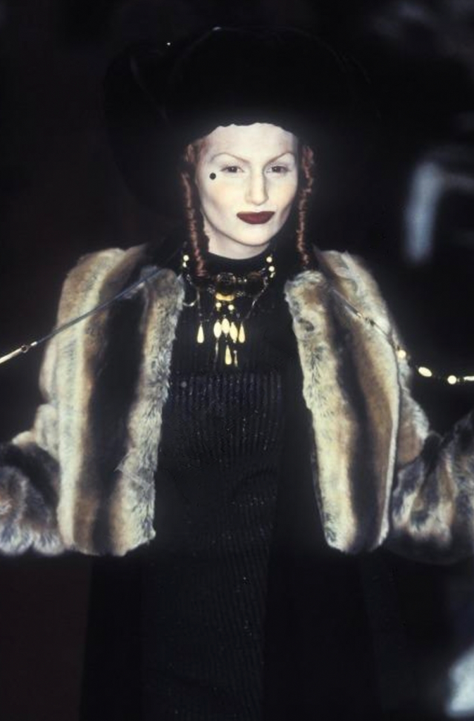 Jean Paul Gaultier Vintage AW 1993 Black Sparkly Knit Faux Fur Sleeve Dress