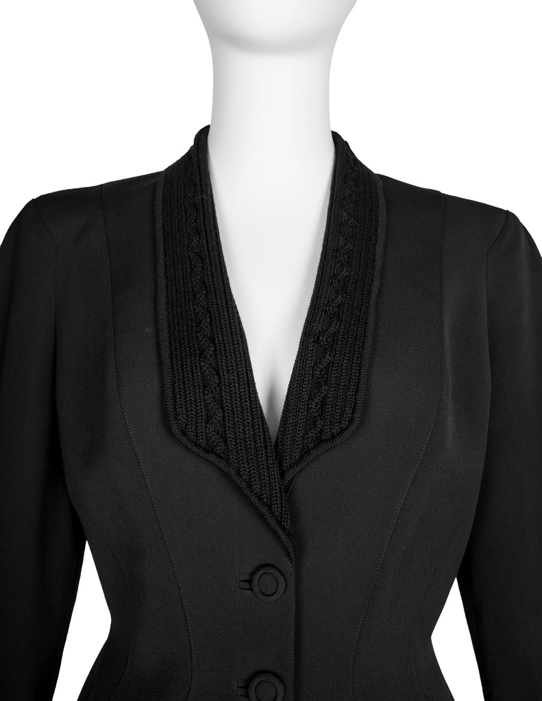 Thierry Mugler Vintage AW 1998 Knit Detailed Black Skirt Suit