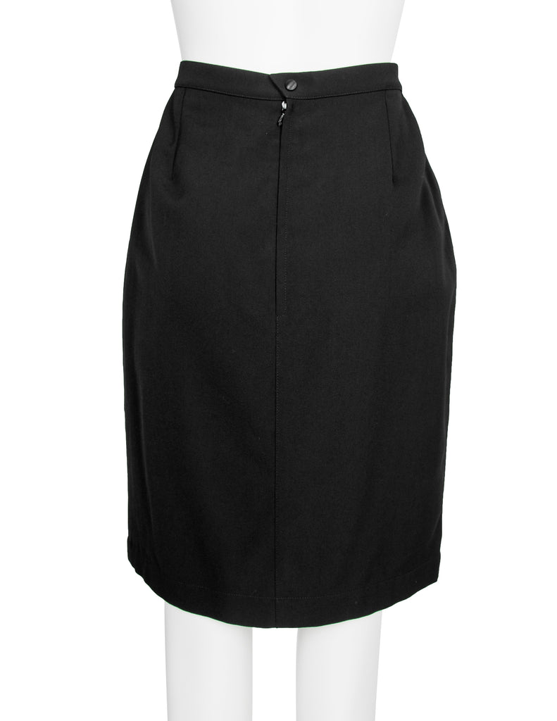 Thierry Mugler Vintage AW 1998 Knit Detailed Black Skirt Suit