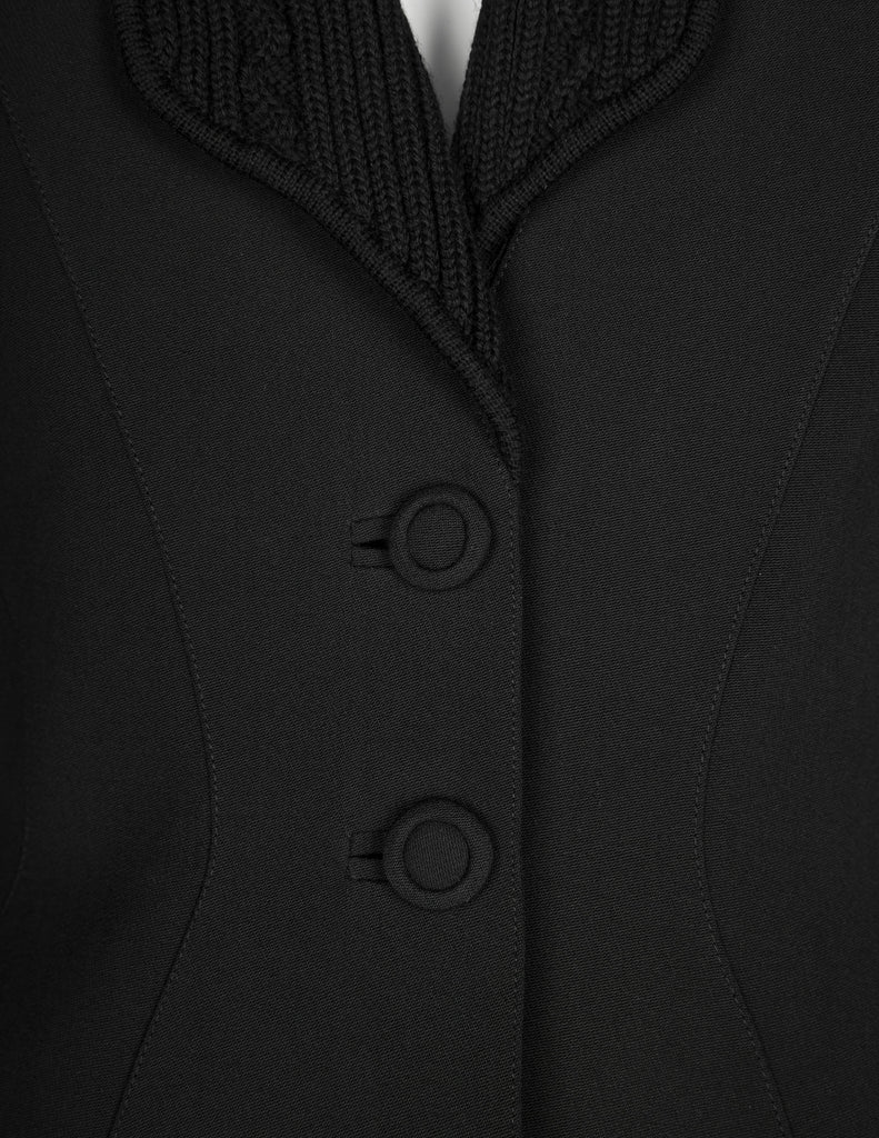 Thierry Mugler Vintage AW 1998 Knit Detailed Black Skirt Suit