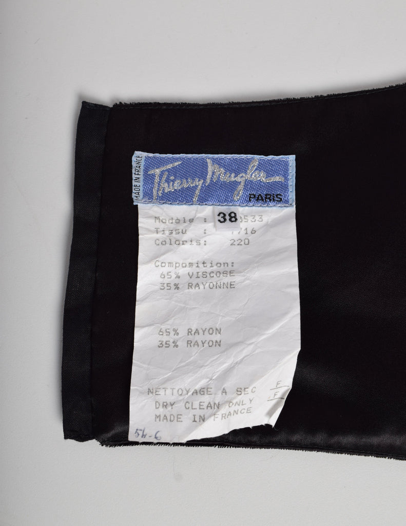 Thierry Mugler Vintage 1987 ICONIC Black Winged Bustier and Silk Skirt Ensemble