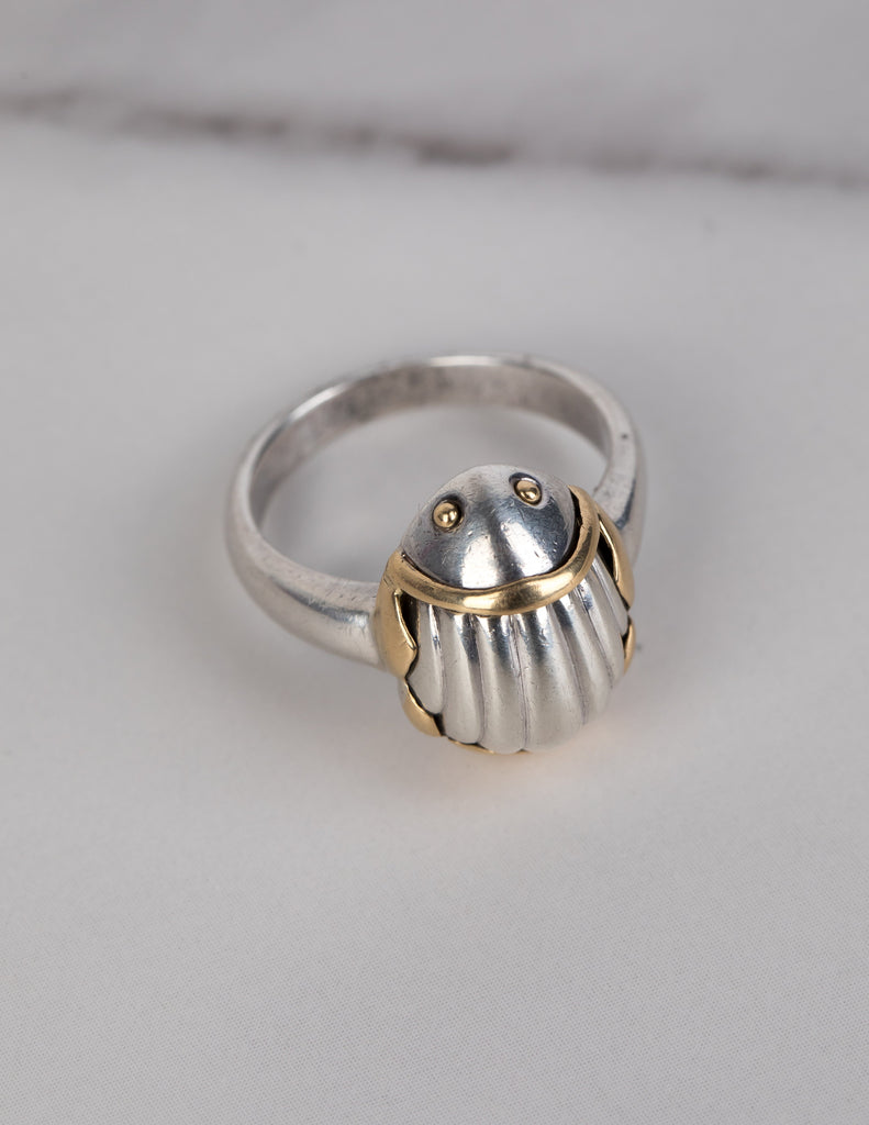 Tiffany & Co. Vintage 1993 Sterling Silver and 18k Gold Scarab Ring