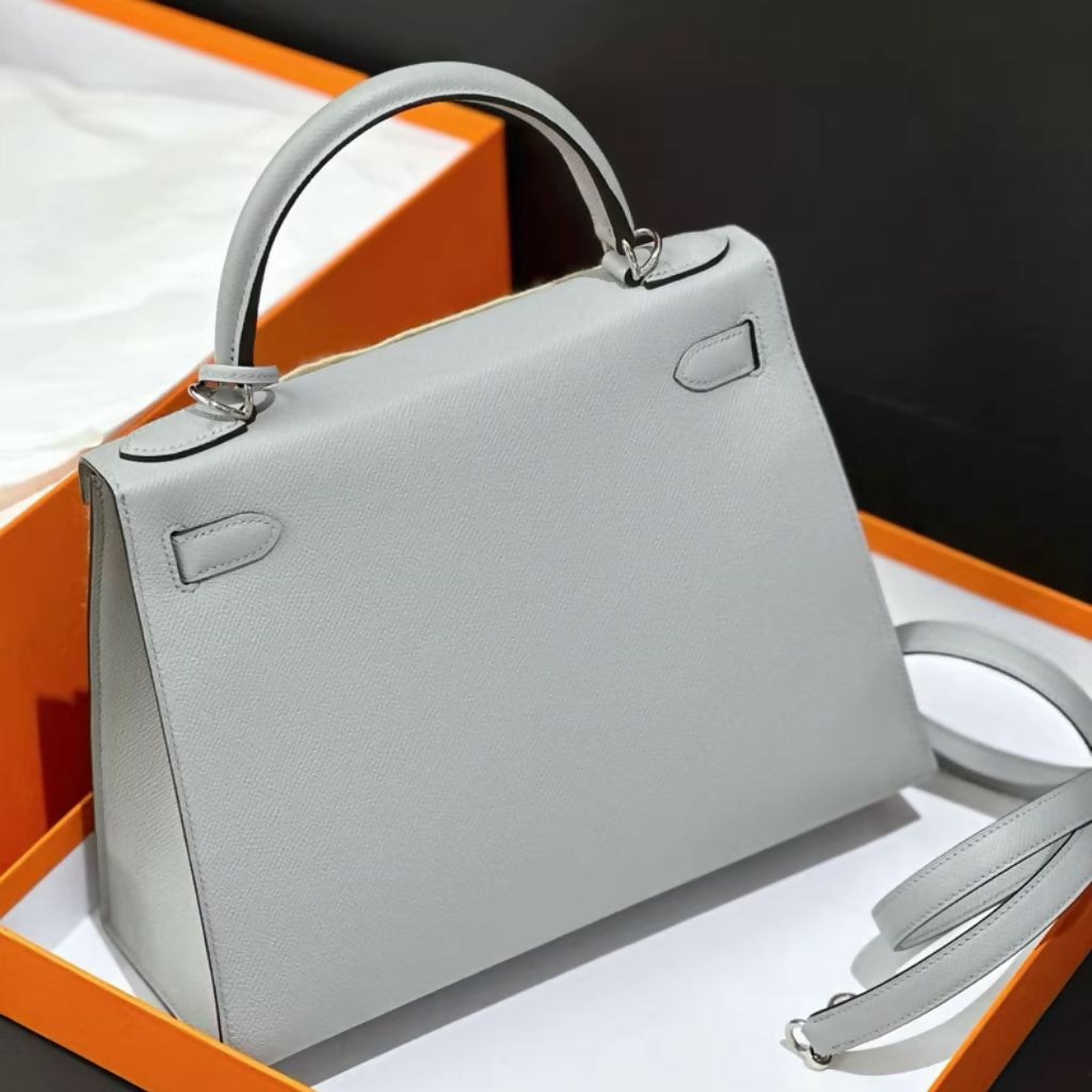 Hermes Kelly 28 Blue Glacier 8U Epsom Leather with Palladium Hardware