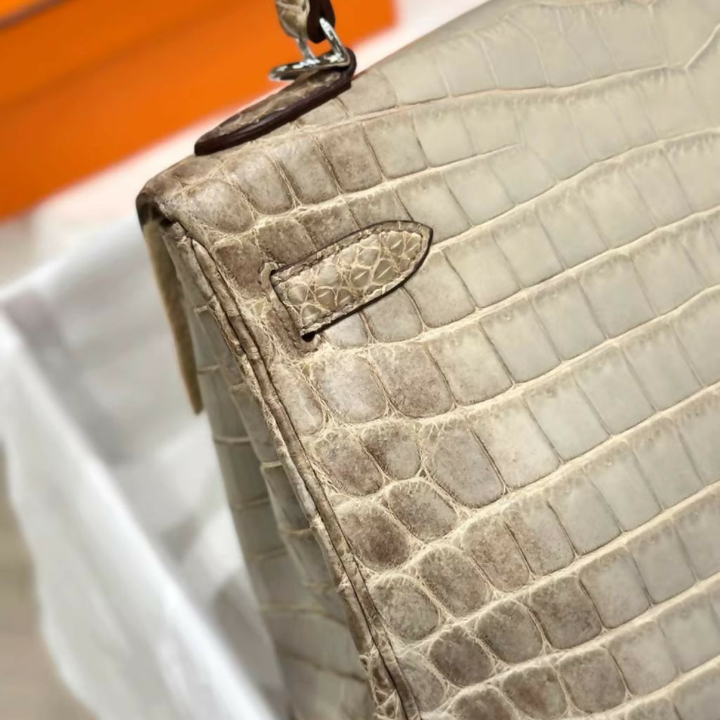 Hermes Kelly 32 Retourne Himalaya Gris Cendre Niloticus Matte Palladium Hardware