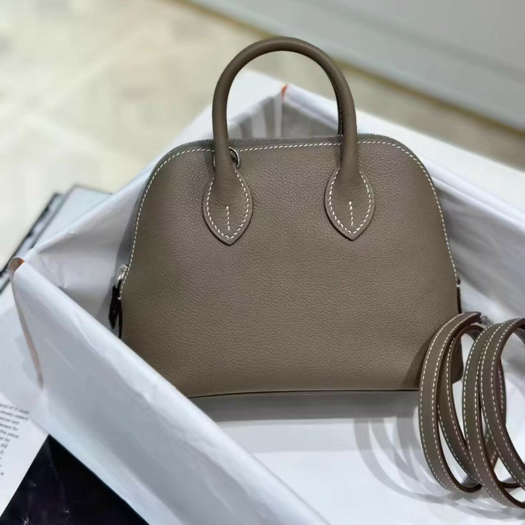 Hermès Mini Bolide 18 Etoupe gray leather Palladium hardware