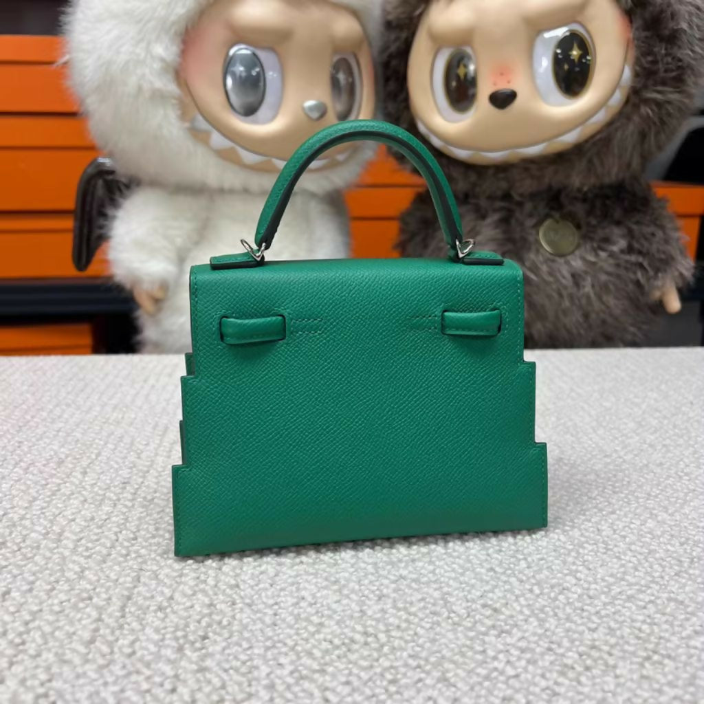 HERMÈS Kelly Doll Picto Vert Vertigo Epsom Leather Palladium hardware