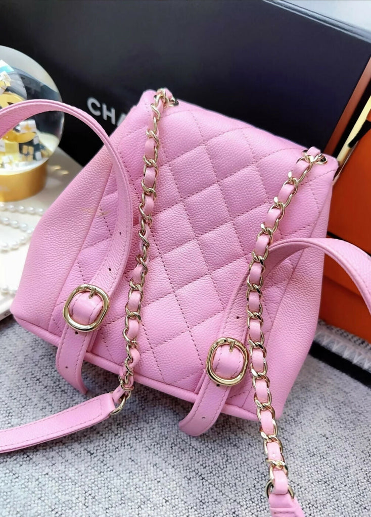 Chanel 23p pink mini Backpack gold hardware