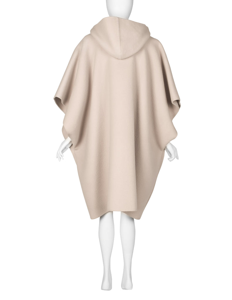 Valentino Vintage 1970s Oatmeal Wool Hooded Cape
