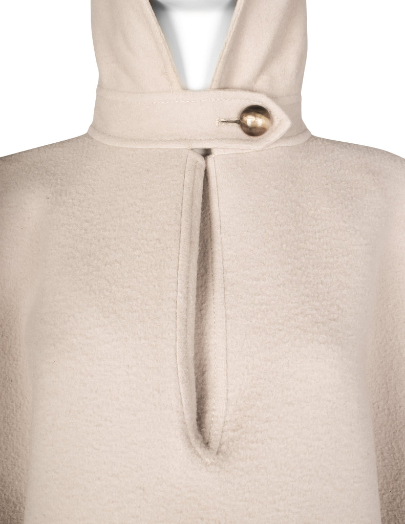 Valentino Vintage 1970s Oatmeal Wool Hooded Cape