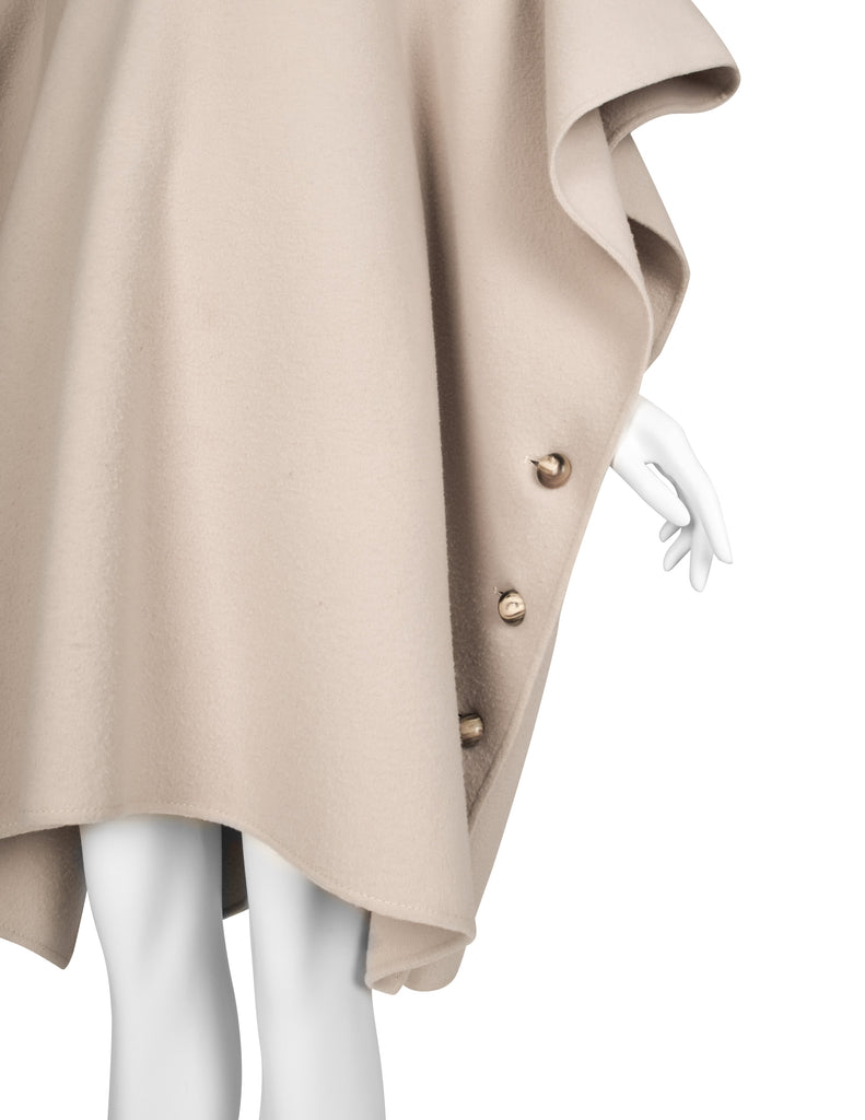 Valentino Vintage 1970s Oatmeal Wool Hooded Cape
