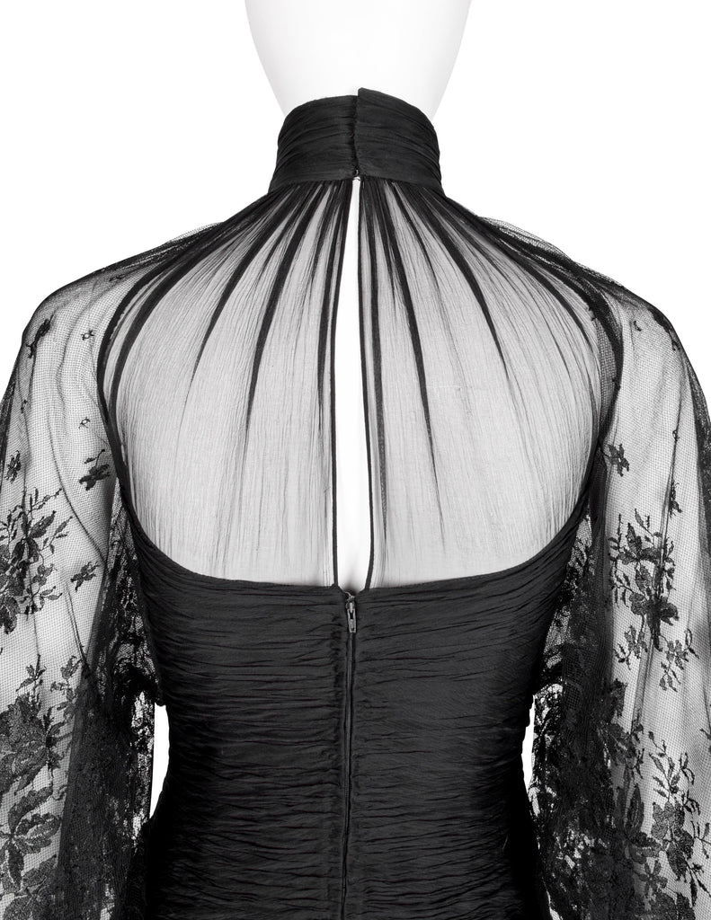 Valentino Vintage Alta Moda Couture AW 1987 Phenomenal Black Silk and Lace Gown