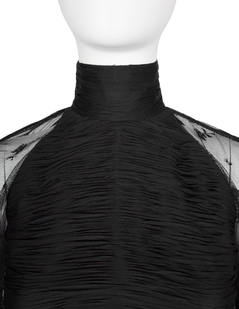 Valentino Vintage Alta Moda Couture AW 1987 Phenomenal Black Silk and Lace Gown