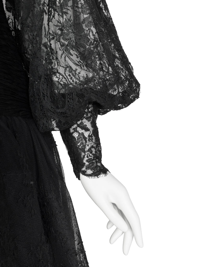 Valentino Vintage Alta Moda Couture AW 1987 Phenomenal Black Silk and Lace Gown
