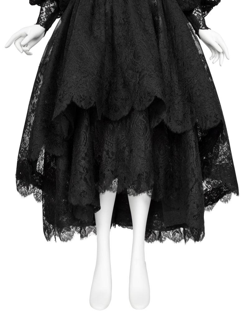 Valentino Vintage Alta Moda Couture AW 1987 Phenomenal Black Silk and Lace Gown