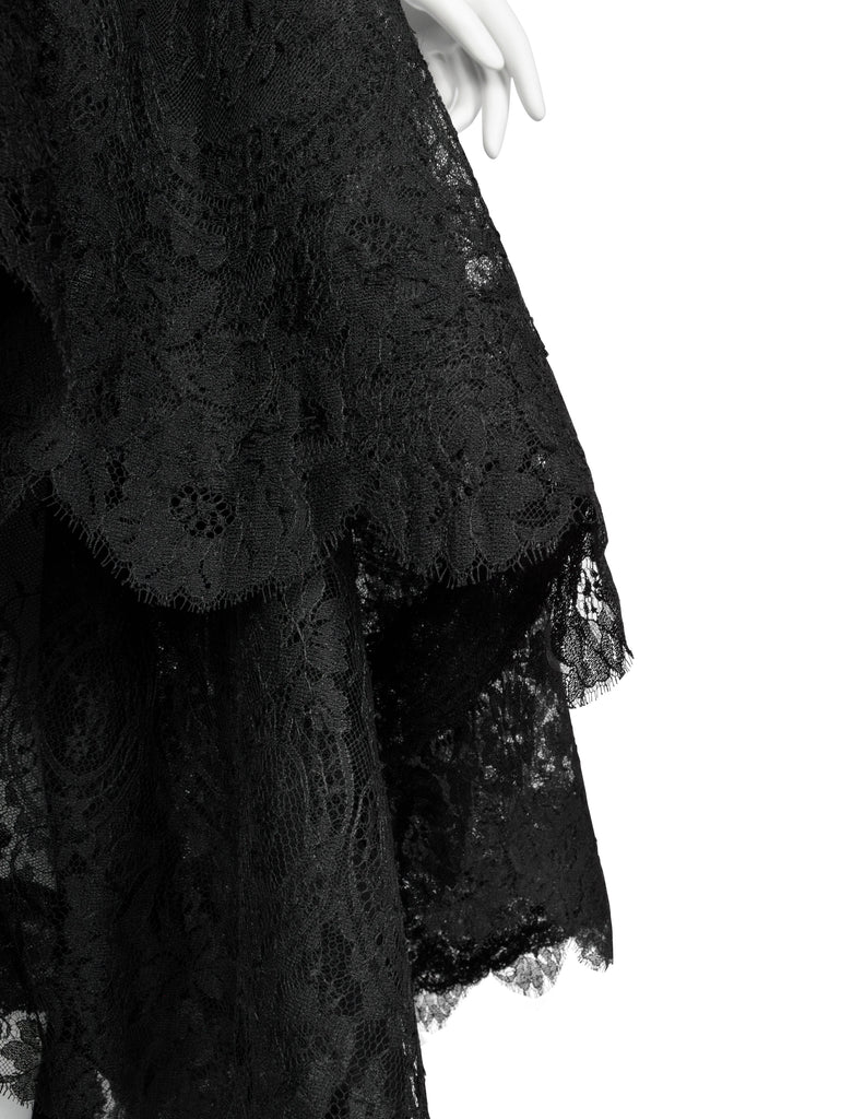 Valentino Vintage Alta Moda Couture AW 1987 Phenomenal Black Silk and Lace Gown
