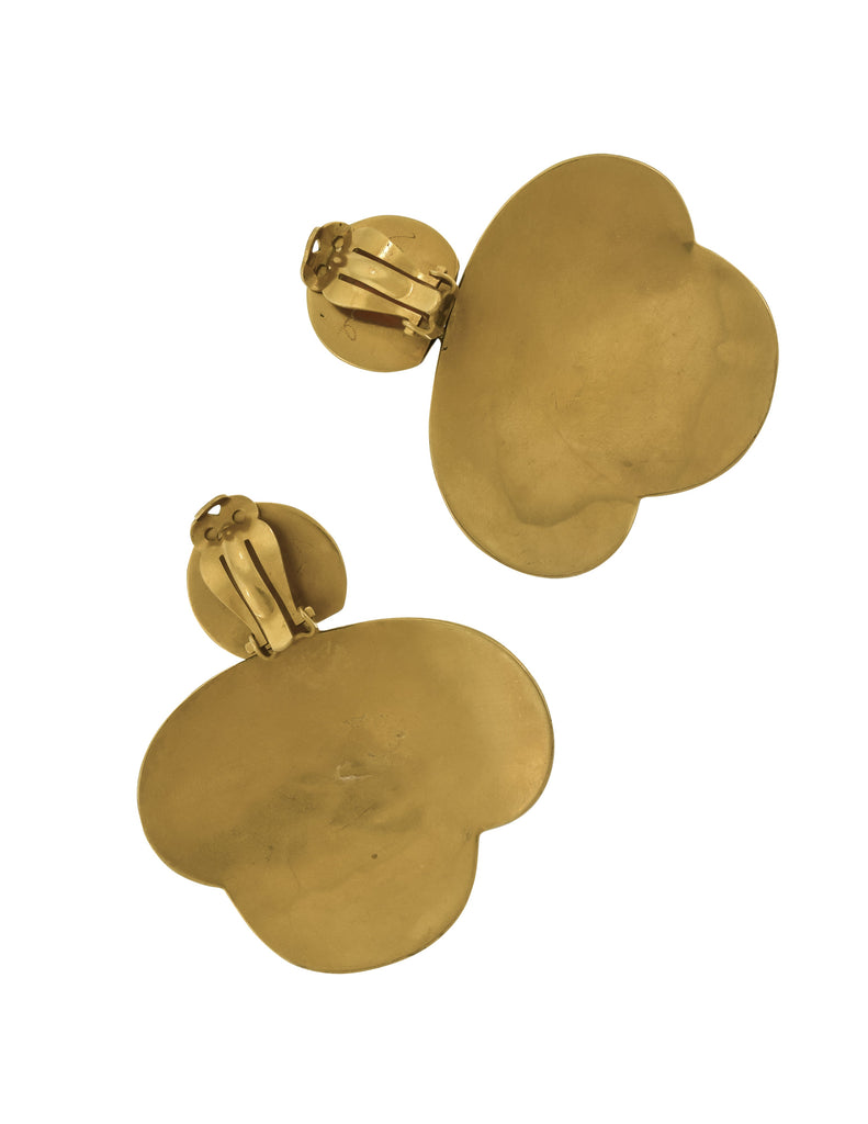 Steven Vaubel Vintage Satin Gold Plated Swirl Statement Earrings