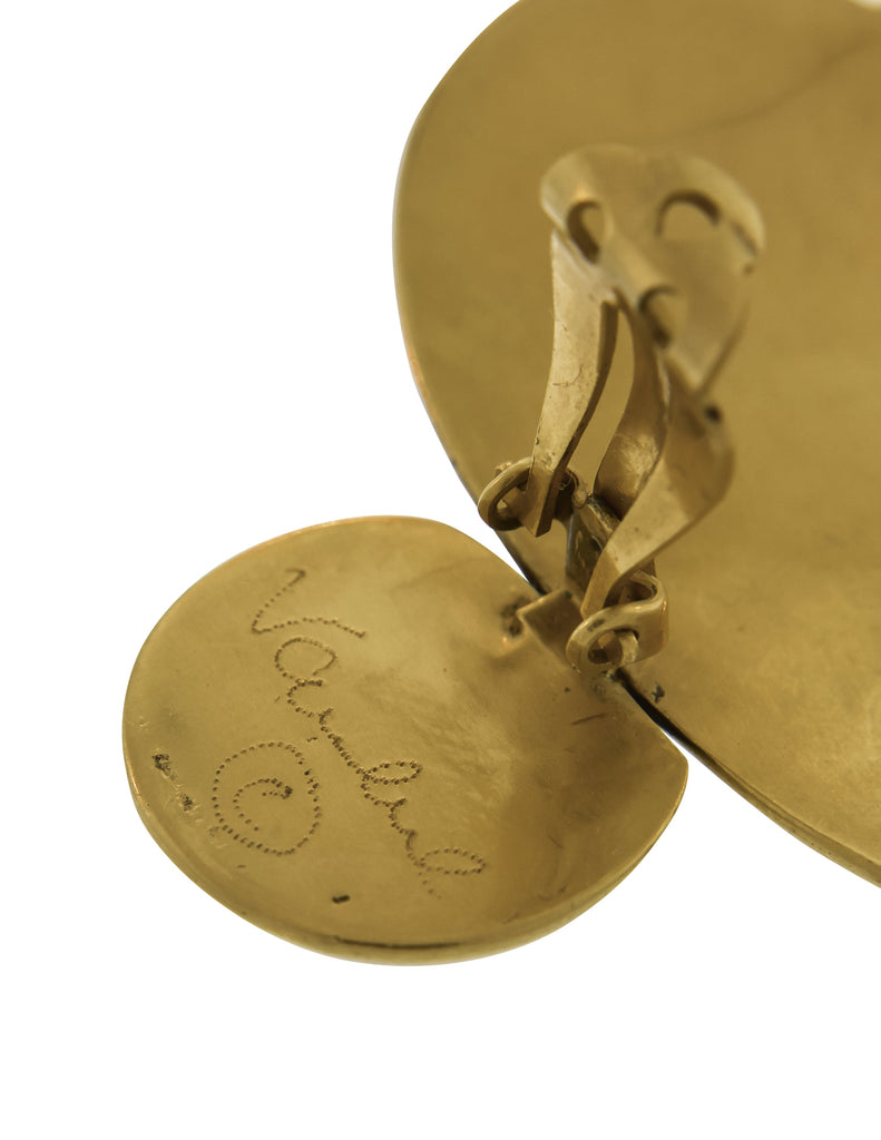 Steven Vaubel Vintage Satin Gold Plated Swirl Statement Earrings