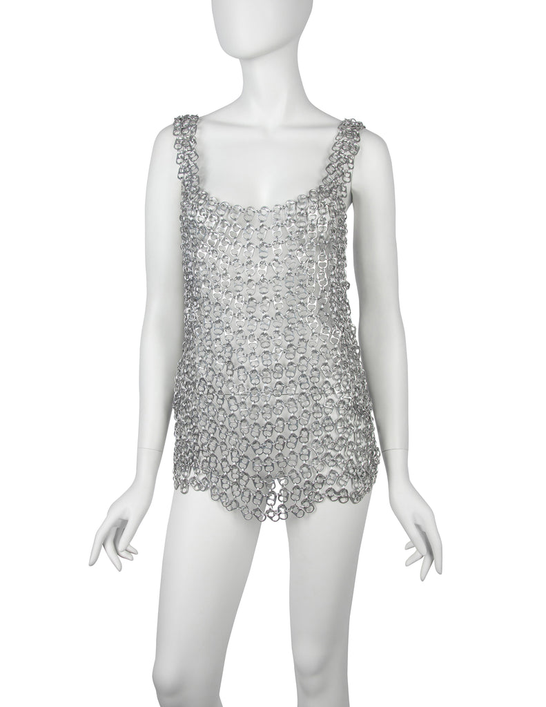 Vintage One of a Kind Silver Soda Pull Tab Chainmail Vest Top