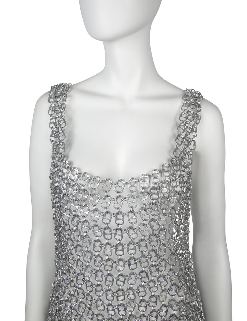 Vintage One of a Kind Silver Soda Pull Tab Chainmail Vest Top