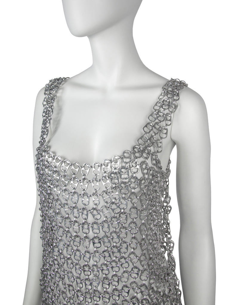 Vintage One of a Kind Silver Soda Pull Tab Chainmail Vest Top