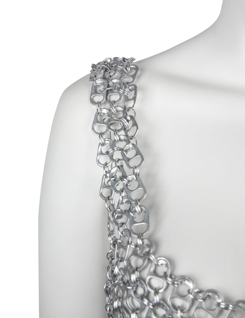 Vintage One of a Kind Silver Soda Pull Tab Chainmail Vest Top