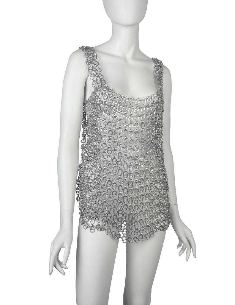Vintage One of a Kind Silver Soda Pull Tab Chainmail Vest Top