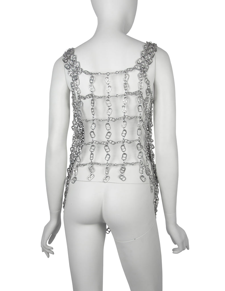 Vintage One of a Kind Silver Soda Pull Tab Chainmail Vest Top