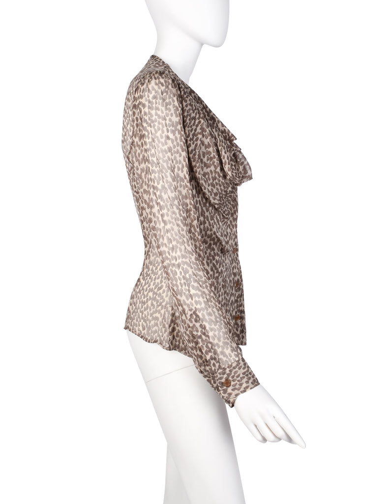 Vivienne Westwood FW 2011 Brushstroke Print Draping Silk Chiffon Top