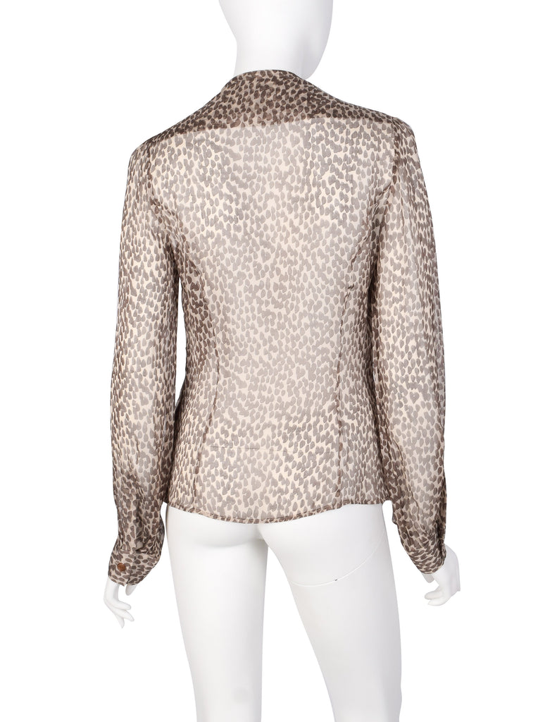 Vivienne Westwood FW 2011 Brushstroke Print Draping Silk Chiffon Top