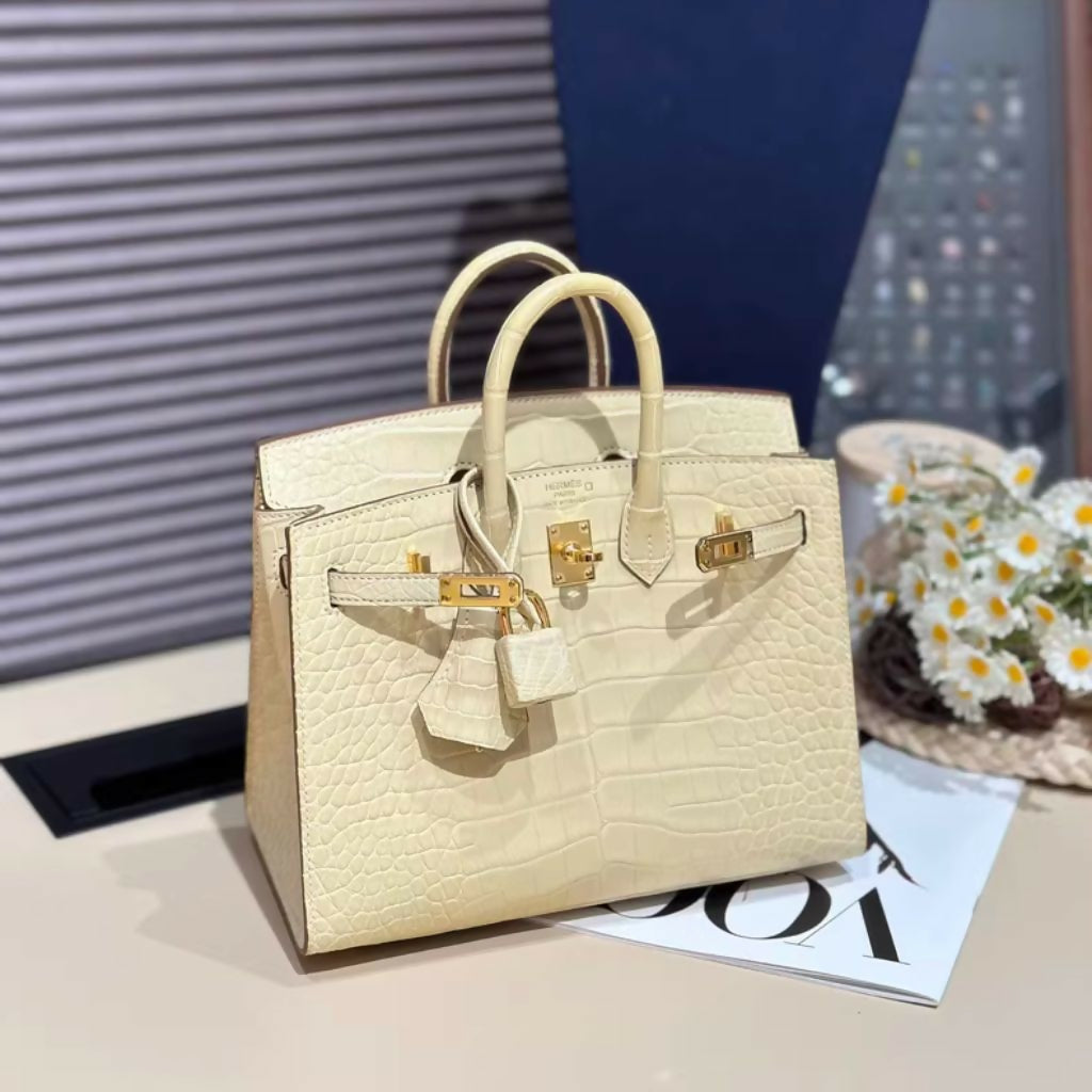 Hermes Birkin 20 Y1 Vanille Matte Crocodile Leather Gold Hardware