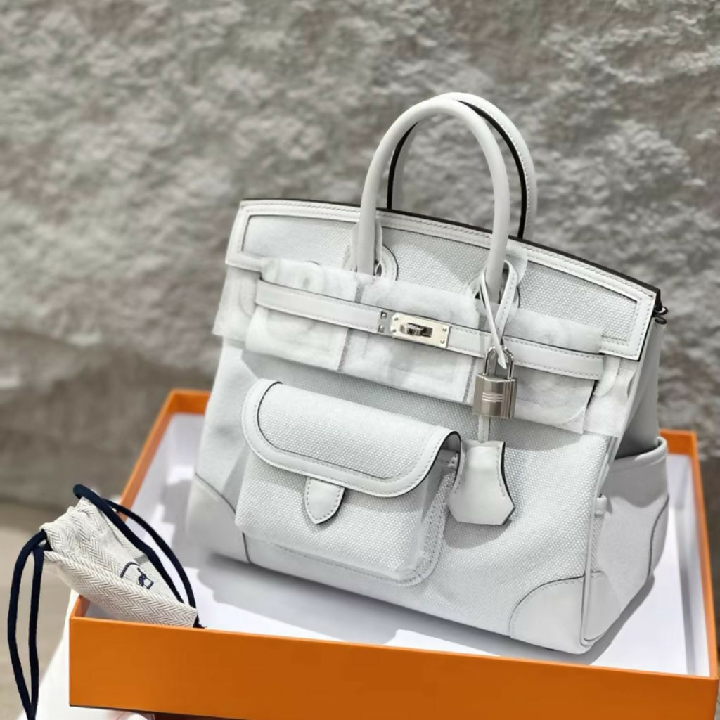 Hermès Birkin Cargo 25 Gris Platine toile palladium hardware