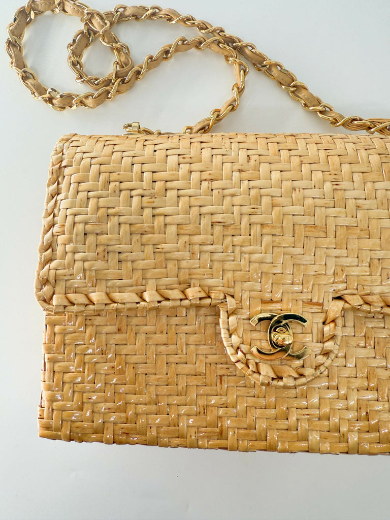 Chanel Vintage Wicker Rattan Flap Bag