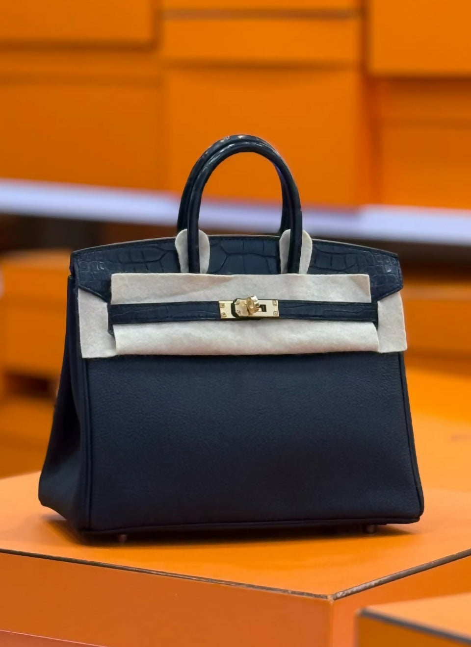 Hermès Birkin 25 touch black Crocodile/Togo Leather Gold Hardware