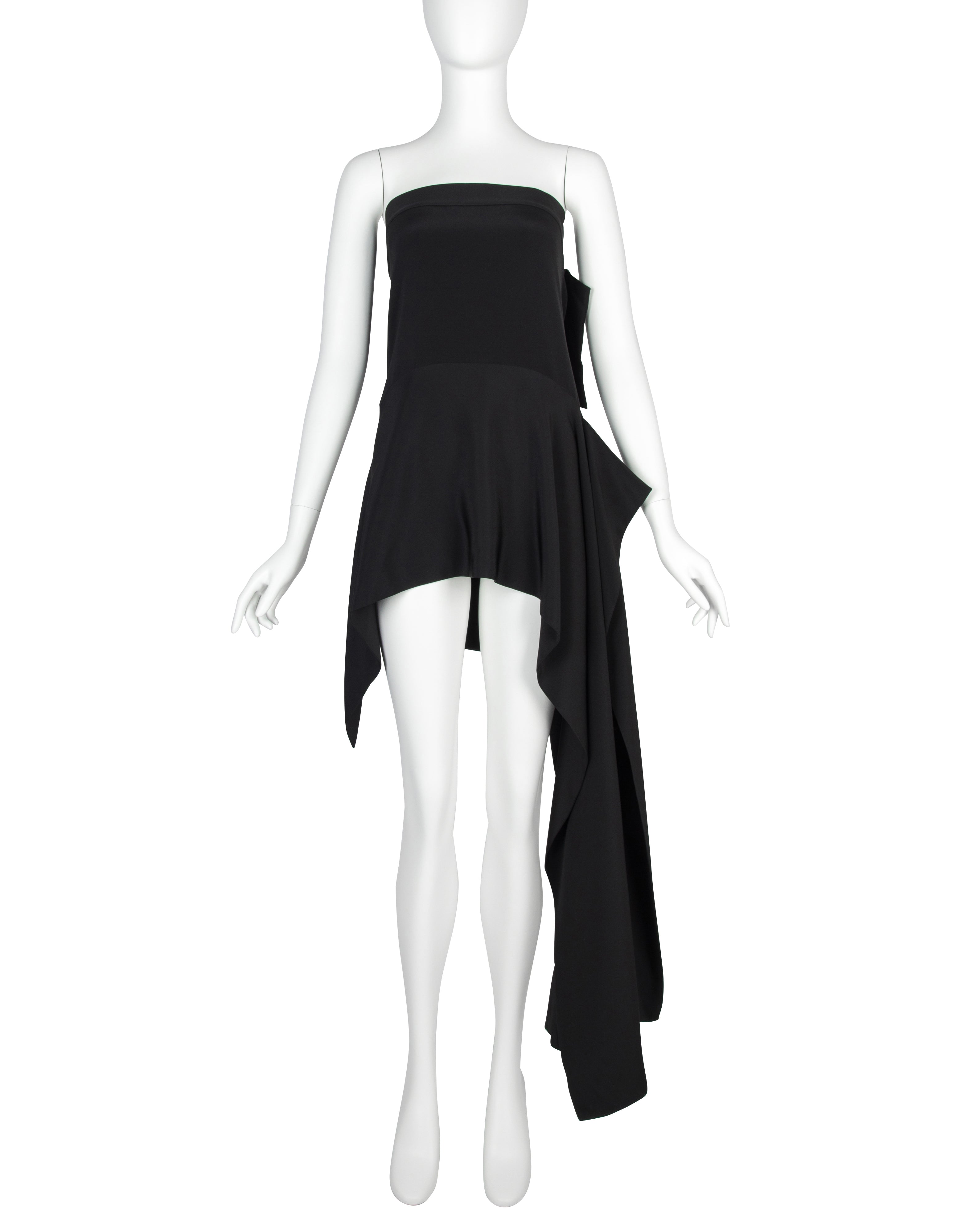 Yohji Yamamoto Vintage AW 2004 Black Strapless Asymmetrical Mini Dress