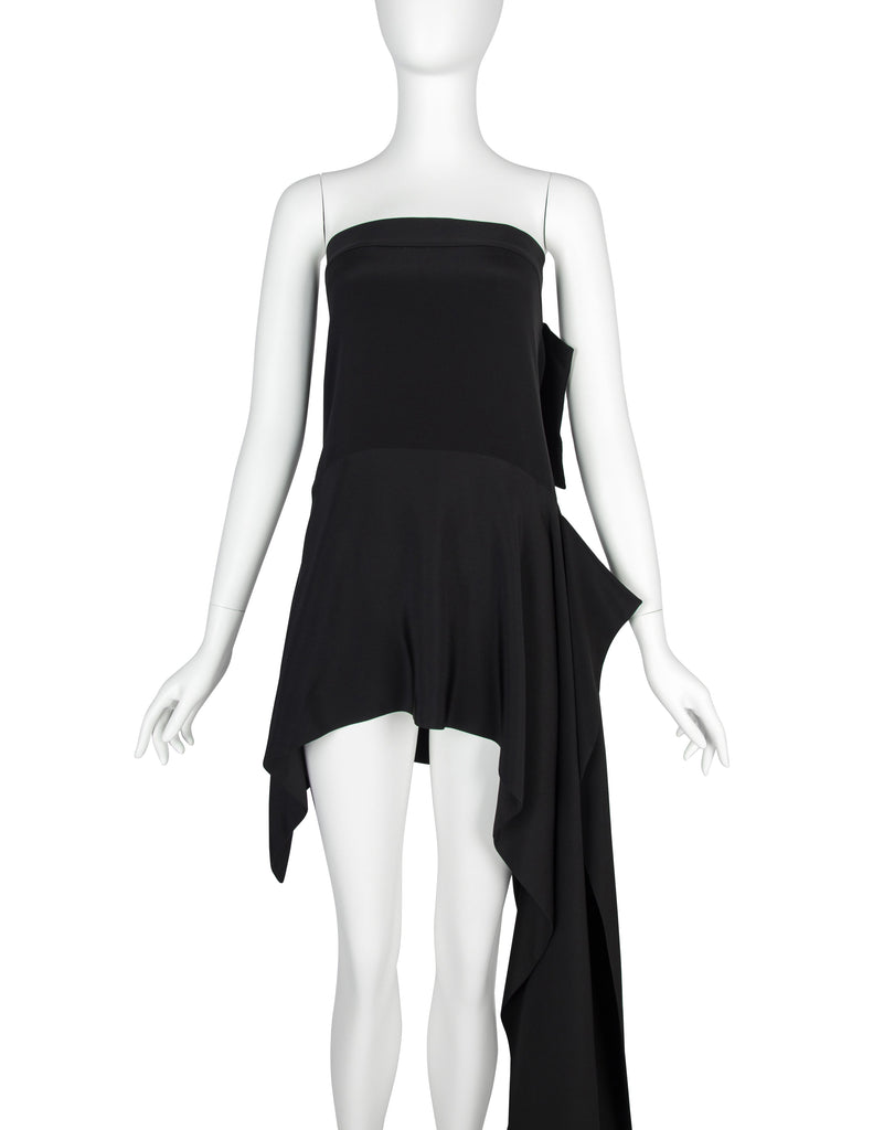 Yohji Yamamoto Vintage AW 2004 Black Strapless Asymmetrical Mini Dress