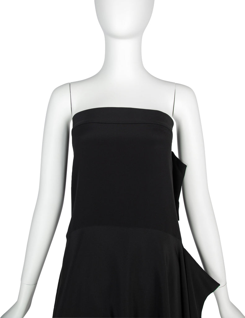 Yohji Yamamoto Vintage AW 2004 Black Strapless Asymmetrical Mini Dress