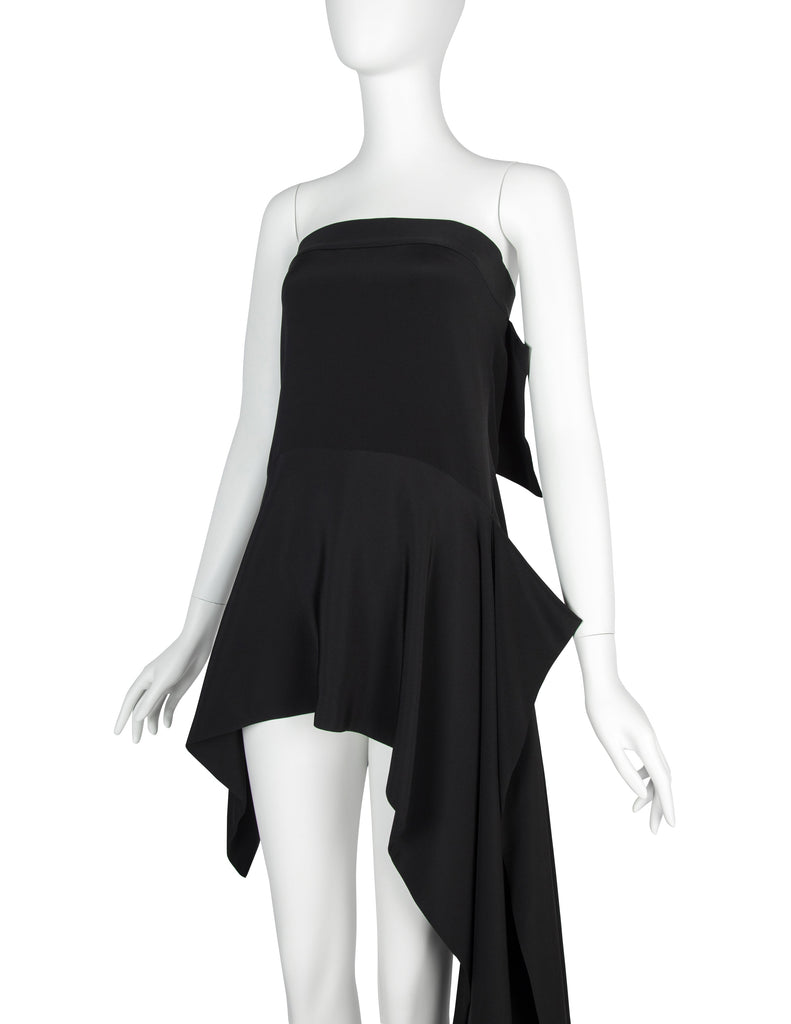 Yohji Yamamoto Vintage AW 2004 Black Strapless Asymmetrical Mini Dress