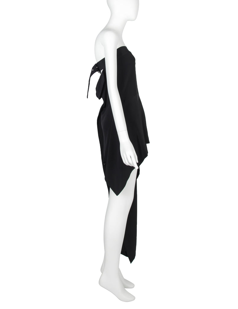 Yohji Yamamoto Vintage AW 2004 Black Strapless Asymmetrical Mini Dress