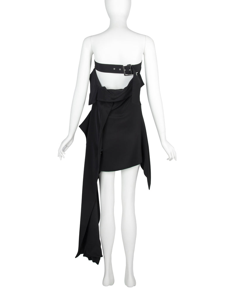 Yohji Yamamoto Vintage AW 2004 Black Strapless Asymmetrical Mini Dress